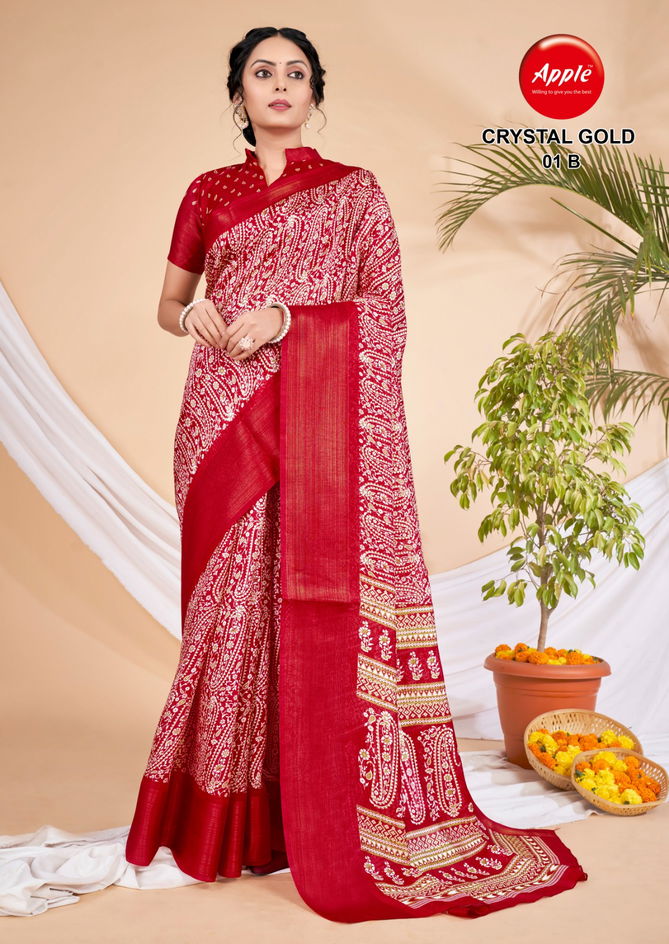 Apple Crystal Gold 01 Daily Wear Printed Sarees
